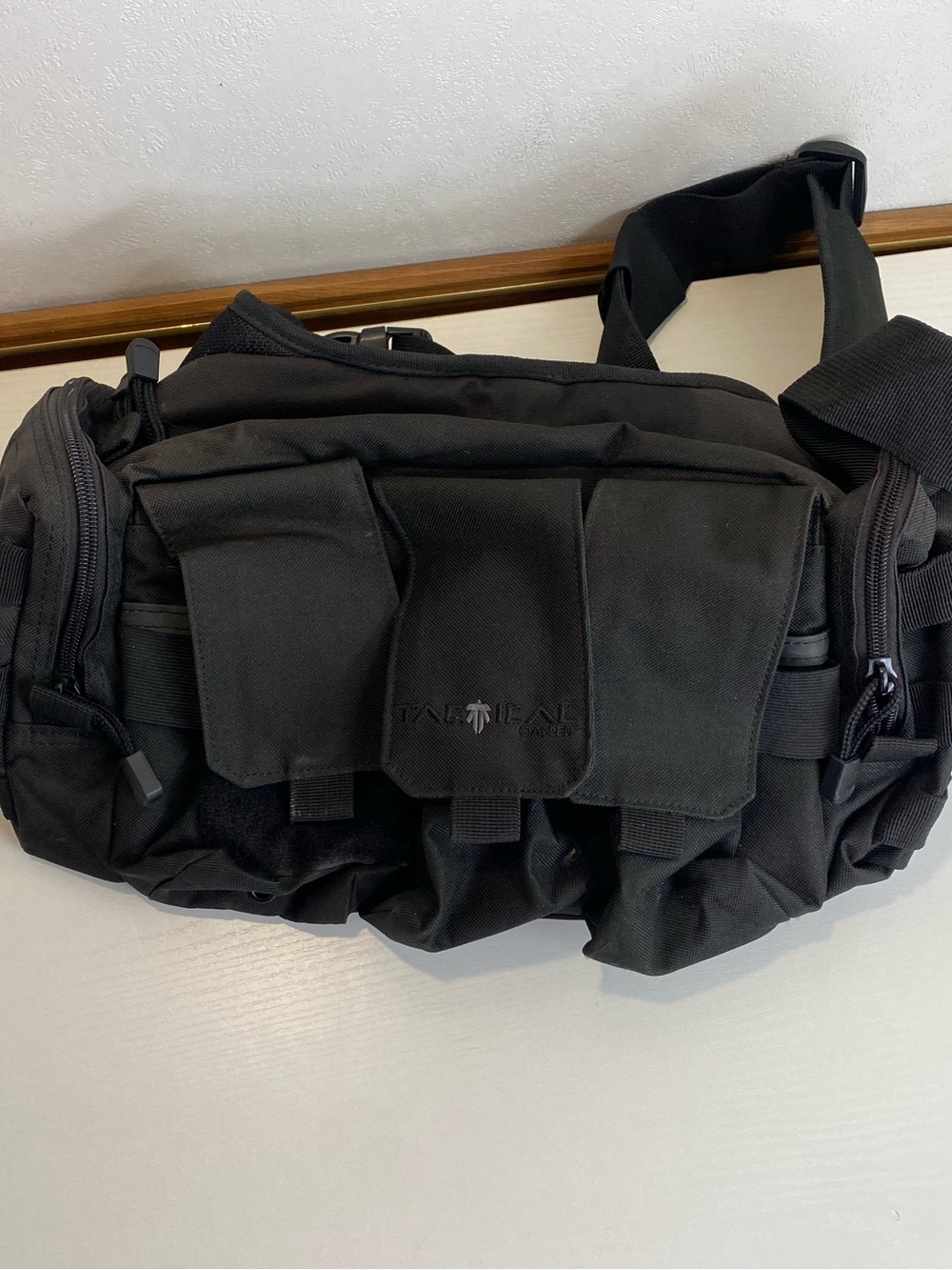 Tactical Messenger Bag Black Shoulder Strap Utility MOLLE TACT POINT Pouches